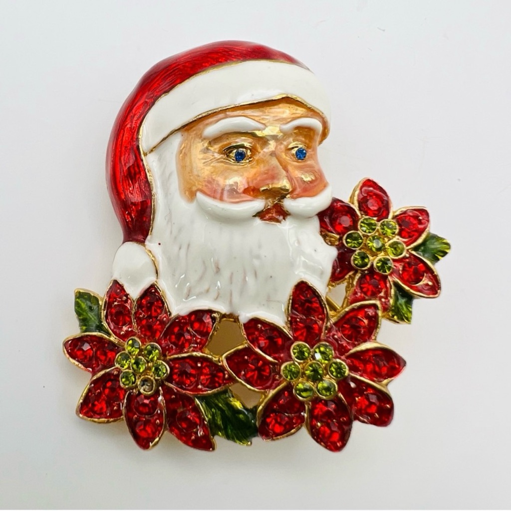 Christopher Radko Enamel Santa Christmas Brooch 9$